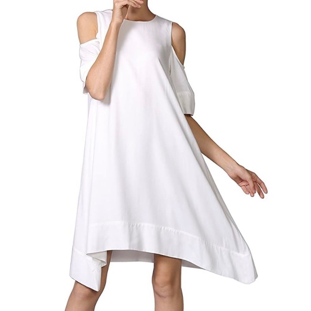 YuLinGe White Chiffon Trapeze Dress Size 10
